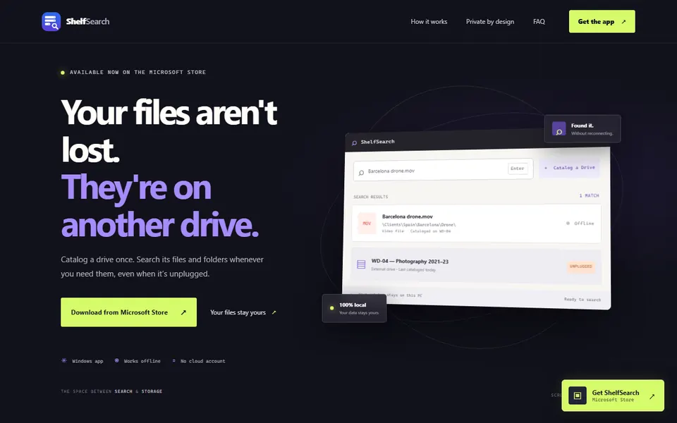 Screenshot of the ShelfSearch website
